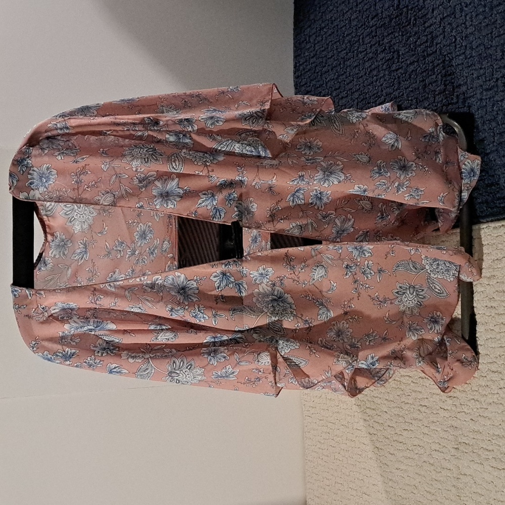 Pink Blue Flower Sheer Coverup Shrug
